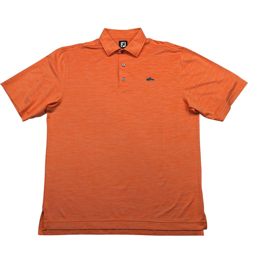 FootJoy Mens Large Orange Space Dye Performance Golf Polo Shirt Short Sleeve FJ
